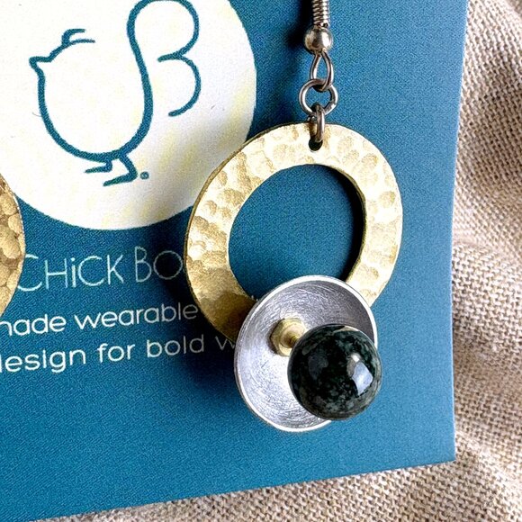 Chick Boss handmade modernist wearable sculpture earrings - Picture 3 of 6